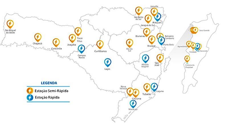 Programa da Celesc e do Governo do Estado em parceria com Fundação CERTI vai resultar em 10 novas estações para veículos elétricos pelo estado.
