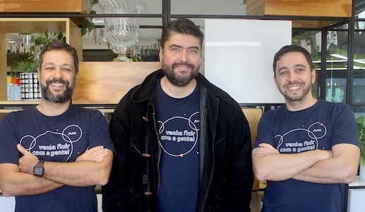 Daniel Ladvanszky, Ednardo Martins e Denis Correa de Azevedo, os sócios fundadores da Fluid.
